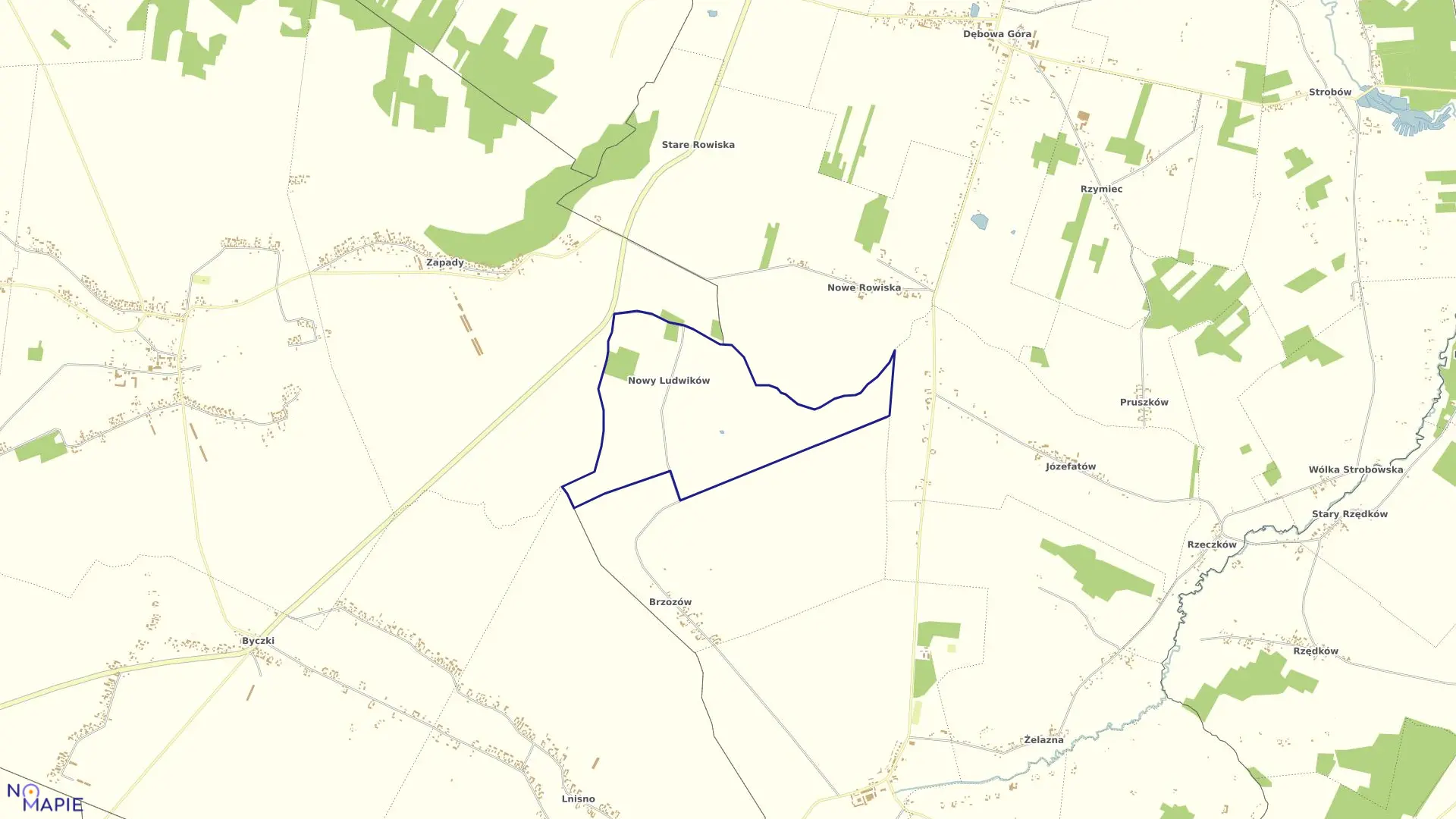 Mapa obrębu NOWY LUDWIKÓW w gminie Skierniewice