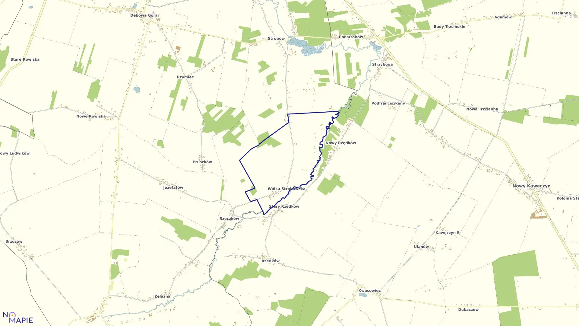 Mapa obrębu WÓLKA STROBOWSKA w gminie Skierniewice